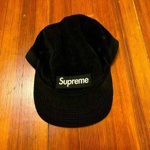 Corduroy Black Supreme, 5-panel hat. One Size